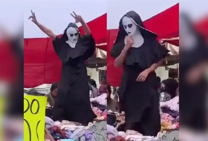 Monja del Tianguis baila encima de la paca, de los creadores de la Monja de la Feria. 