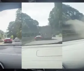VIDEO: Choca auto Porsche contra cami&oacute;n de pasajeros sobre la carretera M&eacute;xico-Cuernavaca