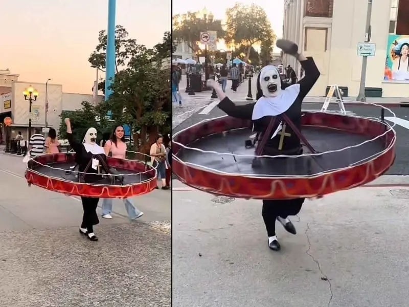 Mujer estadounidense se disfraza de la Monja de la feria y se vuelve viral. Mujer estadounidense se disfraza de la Monja de la feria y se vuelve viral.