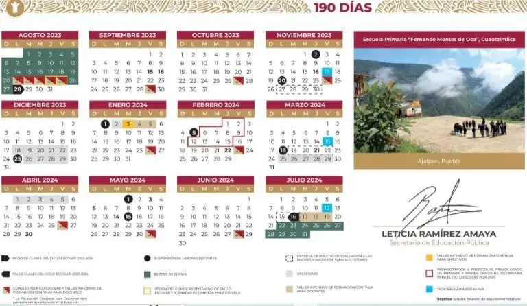 Calendario escolar SEP 2023-2024. Foto: SEP.