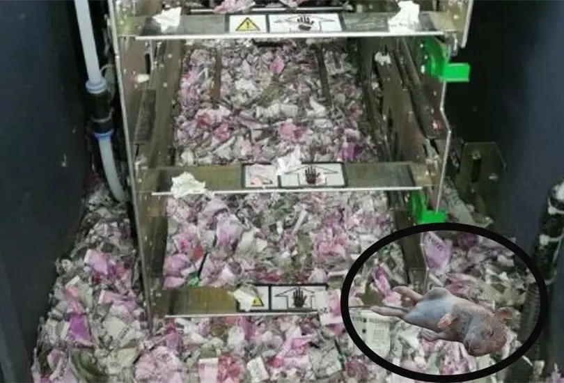 La rata se col&oacute; al cajero y se comi&oacute; los billetes. 