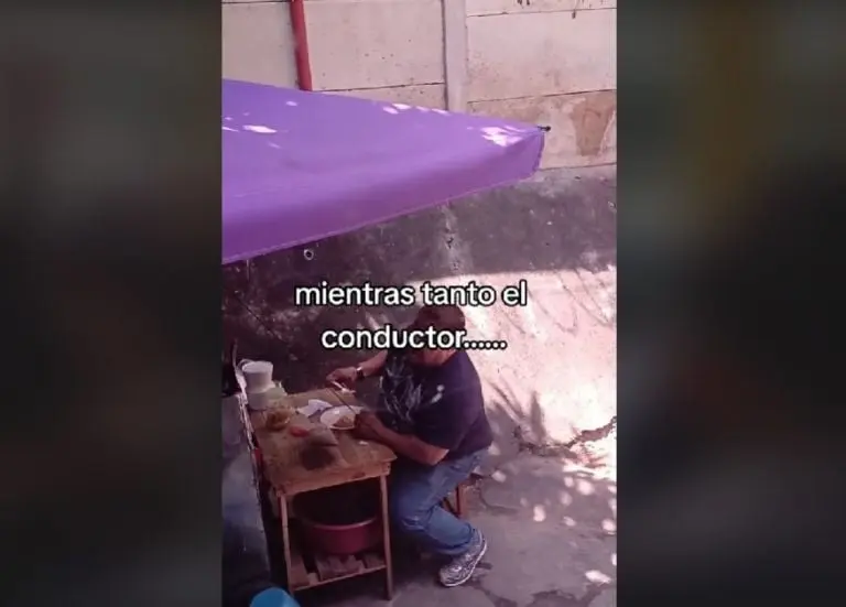 Chofer de camión se baja a comer (TikTok)