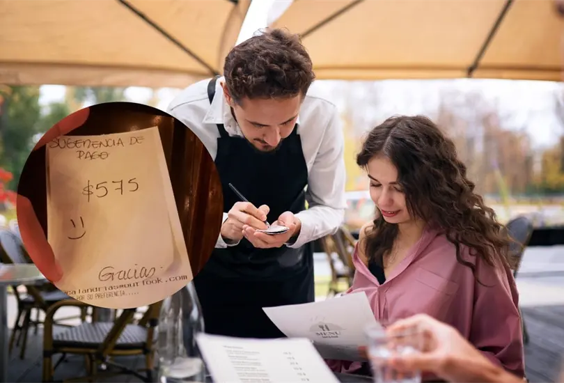 El mesero exig&iacute;a una propina de m&aacute;s del doble del costo de la comida 