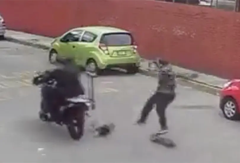 Polic&iacute;a en motocicleta atropella perrito mientras paseaba con su due&ntilde;o en patineta 