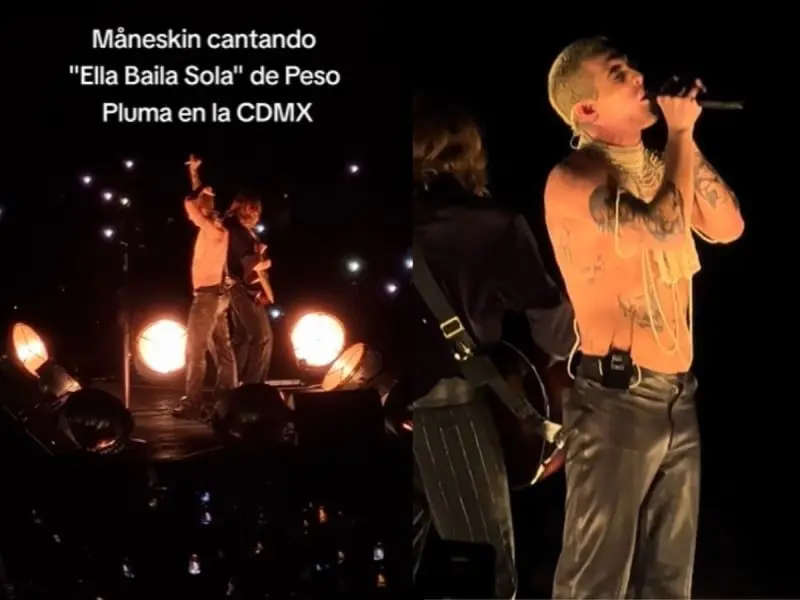 M&aring;neskin, banda italiana, rinde tributo a Peso Pluma. 