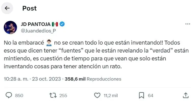 Juan de Dios Pantoja se defiende de acusaciones (Twitter)
