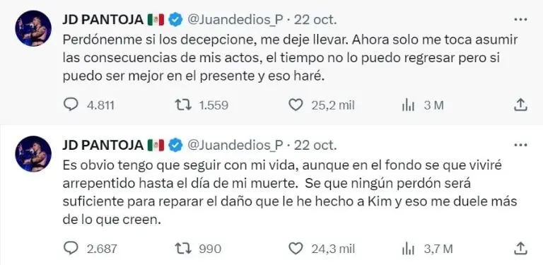 Juan de Dios Pantoja habla de infidelidad (Twitter)