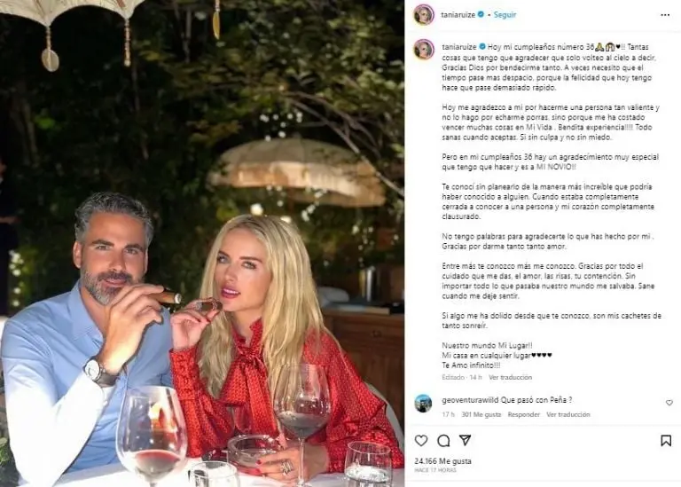 ¿Quién es el nuevo novio de Tania Ruiz? Foto: Instagram (taniaruize).