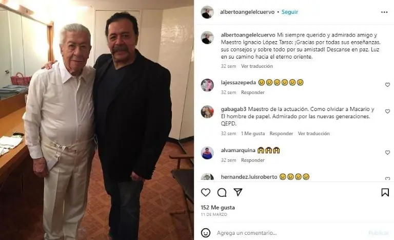 'El Cuervo' con Ignacio López Tarso. Foto: Instagram ((albertoangelelcuervo).