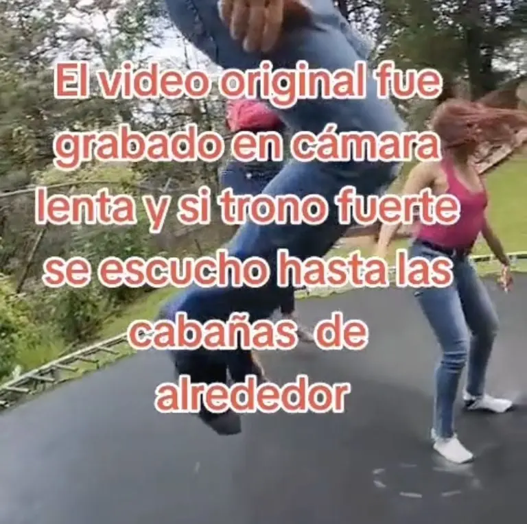 Impactante momento en que una mujer se rompe el pie por saltar en trampolín. Foto: Tik Tok