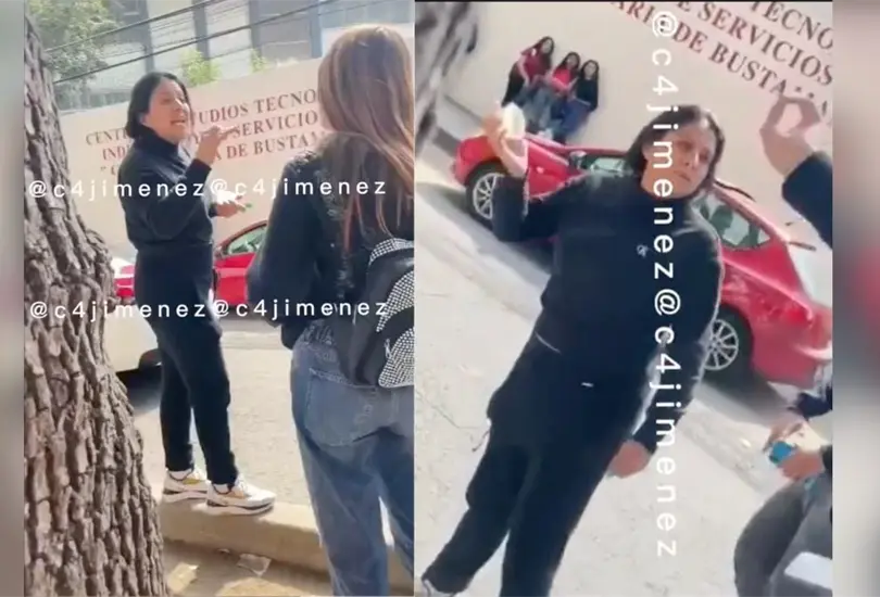 Alumnas del CETIS golpean a mujer por intentar atropellarlas y lanzarles un flan 