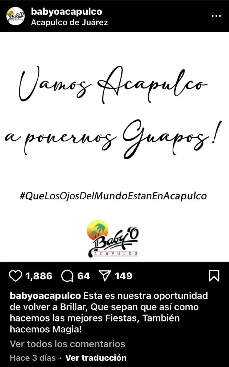 Así quedó ´Baby O´, la emblemática discoteca de Acapulco, tras el paso del huracán Otis Créditos: IG