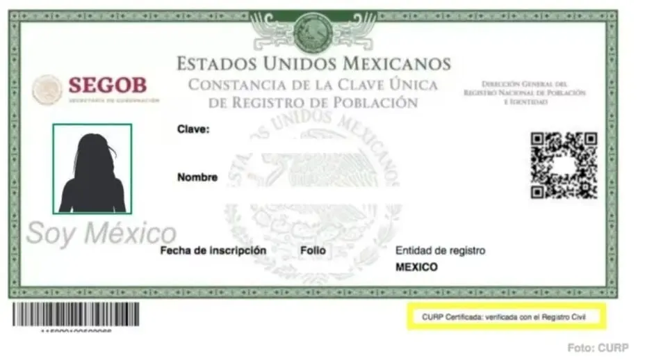 As&iacute; ser&iacute;a el formato de CURP que propone Morena en el Senado a trav&eacute;s de una nueva Ley General de Poblaci&oacute;n. 