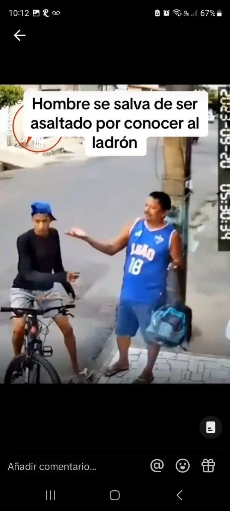 Hombre se salva de asalto por conocer al ladrón - Tomada de video