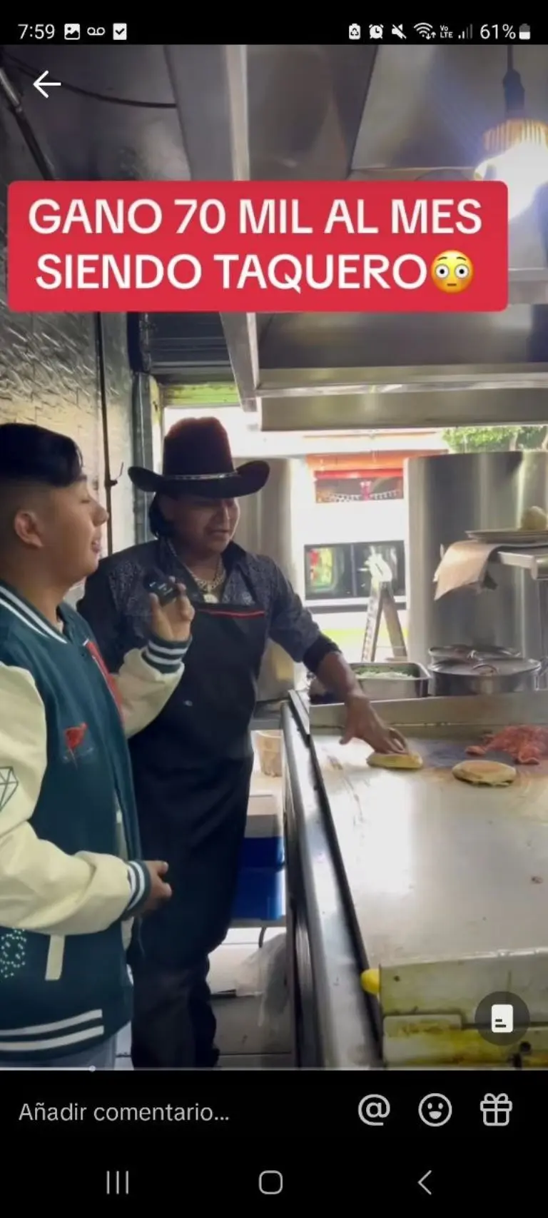 Taquero gana 70 mil al mes - Tomada de video