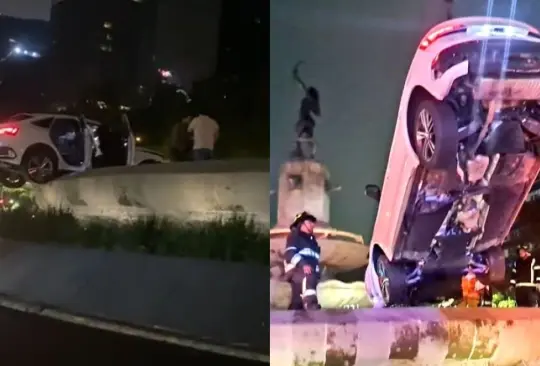 El auto chocó contra la glorieta de la Diana Cazadora. El auto chocó contra la glorieta de la Diana Cazadora.
