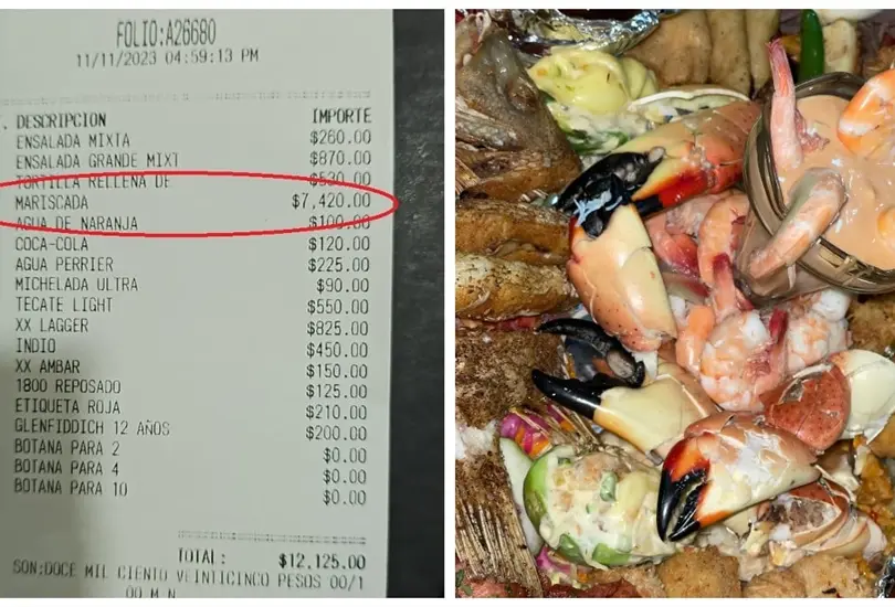 Restaurante cobra 7 mil pesos por una mariscada 
