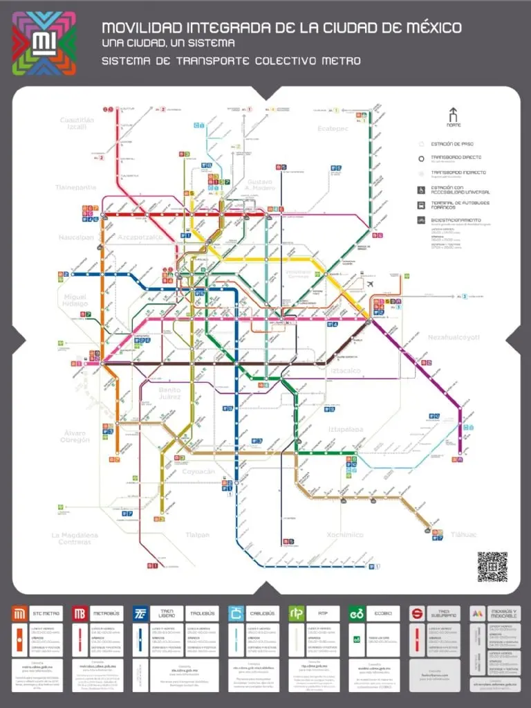 El mapa del Metro y Metrobús de la CDMX. Foto: CDMX.