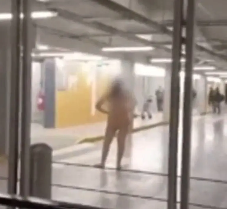 Mujer desnuda ataca pasajeros en Aeropuerto de Chile - Tomada de video