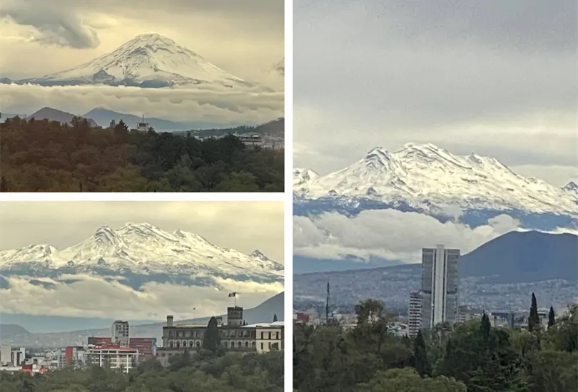 El volc&aacute;n Popocat&eacute;petl amaneci&oacute; nevado.