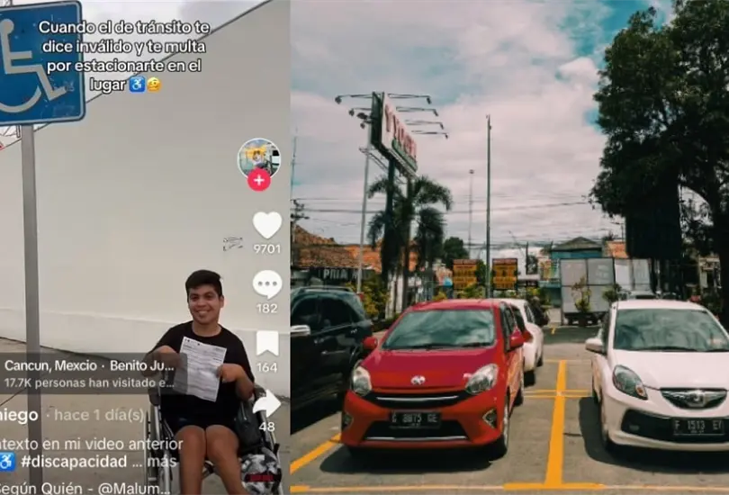 Joven expone como lo multaron por estacionarse en lugar para discapacitados 