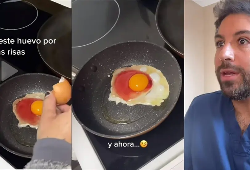 No le importó que el huevo era rojo y se lo comió No le importó que el huevo era rojo y se lo comió