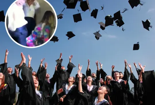 Mujer acapara miradas por baile en graduación escolar. Mujer acapara miradas por baile en graduación escolar.