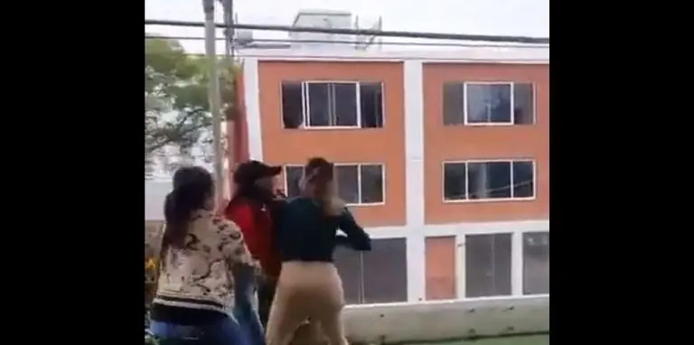 La mujer se se enfrascó en una pelea con otra que viste blusa roja. Foto: captura de pantalla.