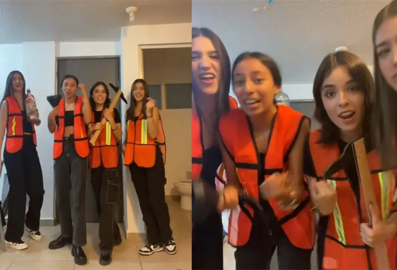 J&oacute;venes arquitectas se disfrazan de alba&ntilde;iles y bailan al ritmo del reguet&oacute;n