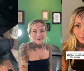 Influencer se tatúa en la frente el nombre de su novio y desata polémica