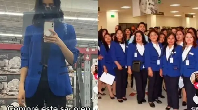 Pese a todo, la joven cre&oacute; un impresionante outfit con el saco de los trabajadores de Liverpool.