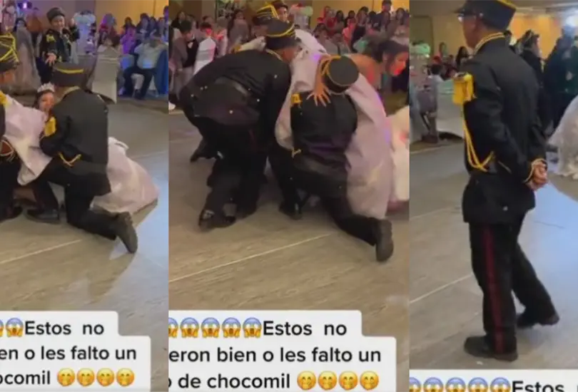 No fue una, sino dos veces las que los chambelanes tiraron a la quincea&ntilde;era en pleno vals.