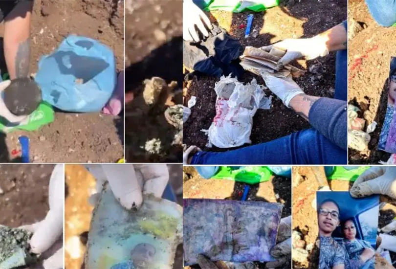 Do&ntilde;a Wicca mostr&oacute; los trabajos de brijer&iacute;a que encontr&oacute; en el pante&oacute;n de Saltillo.