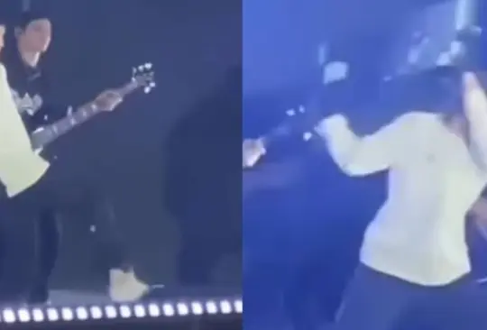 El cantante agarró a patadas un monitor en su concierto en Ecuador. 