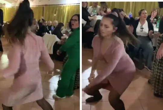 Empleada baila en la posada del trabajo