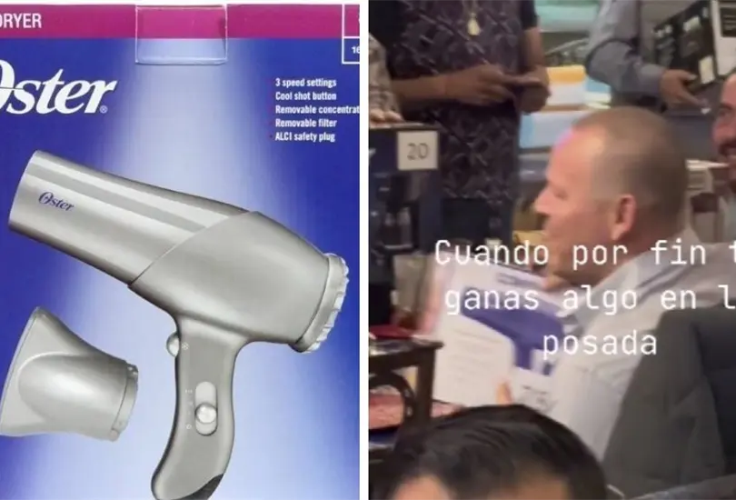 Empleado sin pelo se gana una secadora