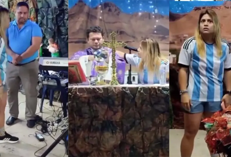La mujer molesta interrumpi&oacute; la misa de v&iacute;spera de Navidad y trat&oacute; de sus penderla a toda costa.