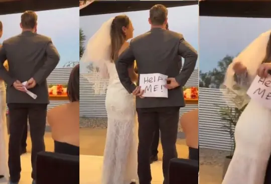 La broma de este novio en plena boda causó controversia y a lagunos les pareció de mal gusto.