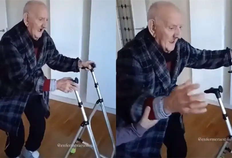 VIDEO| El tierno reencuentro de un abuelito con su esposa tras estar hospitalizada conmueve las redes