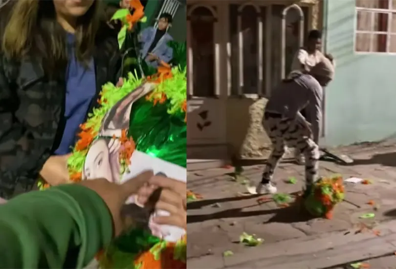 En el video, se ve a una mujer sosteniendo una piñata un tanto particular: estaba decorada con las fotografías de las exparejas que aparentemente habían causado penas al grupo. En el video, se ve a una mujer sosteniendo una piñata un tanto particular: estaba decorada con las fotografías de las exparejas que aparentemente habían causado penas al grupo.