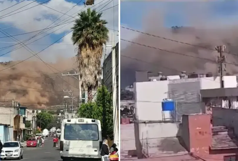 Derrumbe del cerro de las minas en Iztapalapa. 