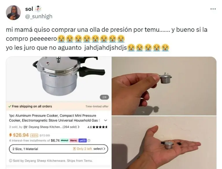 Mamá compra una olla en Temu (X)