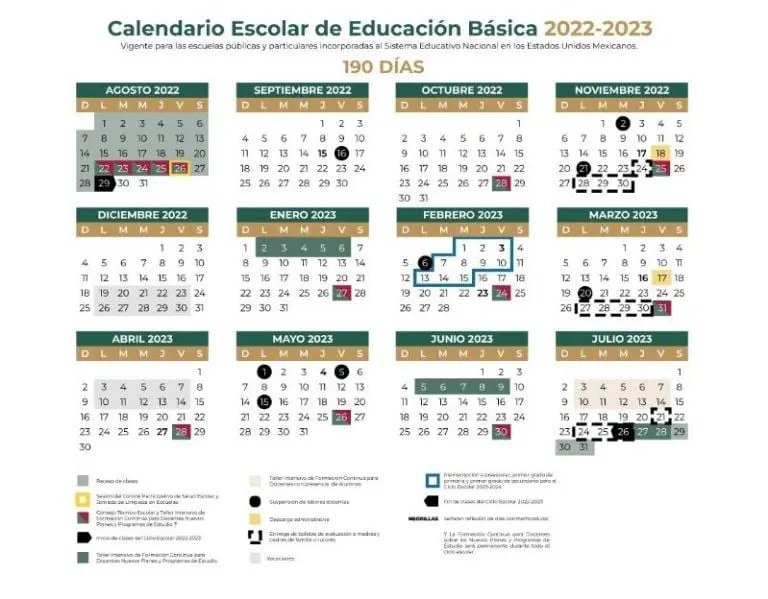 Este es el calendario oficial de la SEP. Foto: especial.