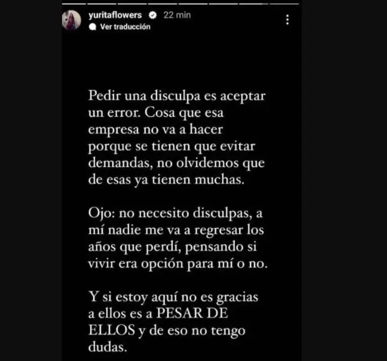 Yuridia no quiere disculpas de Ventaneando (Instagram)
