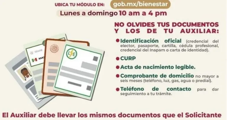 Documentos registro Pensión Bienestar.