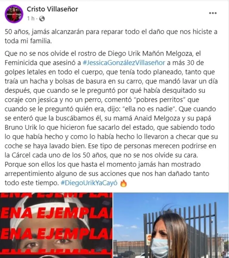 La familia de Jessica González aseguró que 50 años son pocos Créditos: Especial