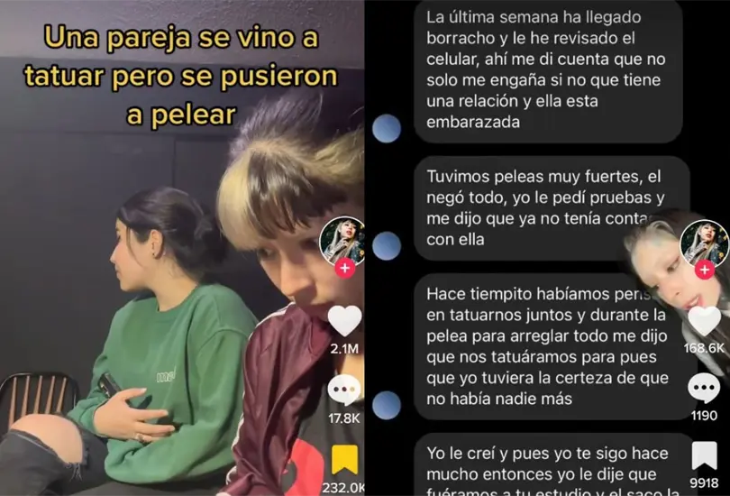 Al ver que la pareja comenzó a pelear, la joven creyó que se trataba de una forma de evitar pagar el tatuaje, sin embargo, días después se enteró que habría sido por una infidelidad Al ver que la pareja comenzó a pelear, la joven creyó que se trataba de una forma de evitar pagar el tatuaje, sin embargo, días después se enteró que habría sido por una infidelidad