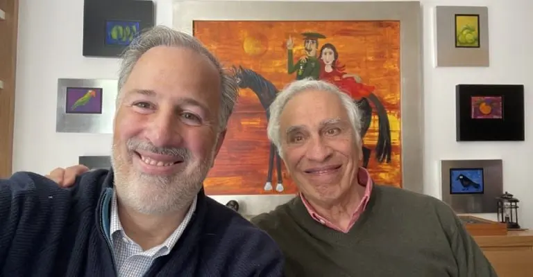 El ex candidato Presidencial del PRI, José Antonio Meade, con su padre, el priista Dionisio Alfredo Meade y García de León. Imagen: @JoseAMeadeK.