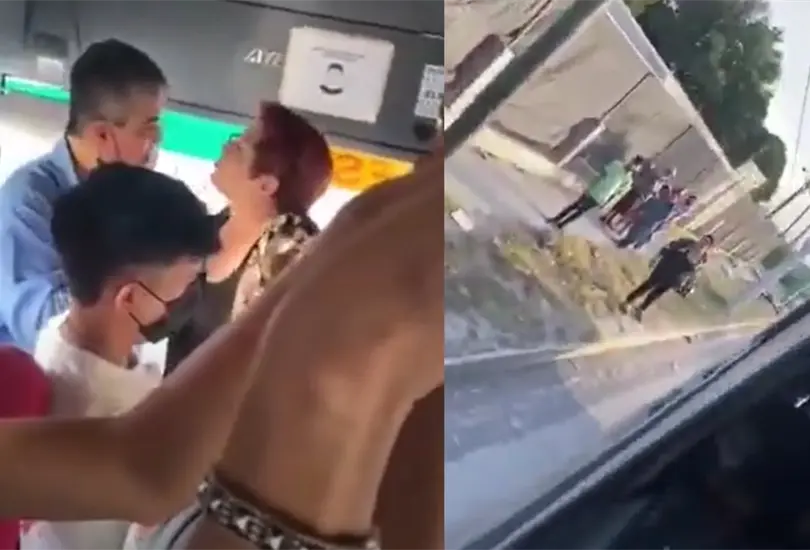 Pasajera discute con conductor de camión y termina rompiendo un vidrio Pasajera discute con conductor de camión y termina rompiendo un vidrio
