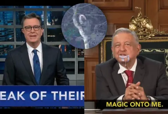 El satirista político Stephen Colbert dedicó un segmento para hablar de la foto de un supuesto aluxe que publicó AMLO.